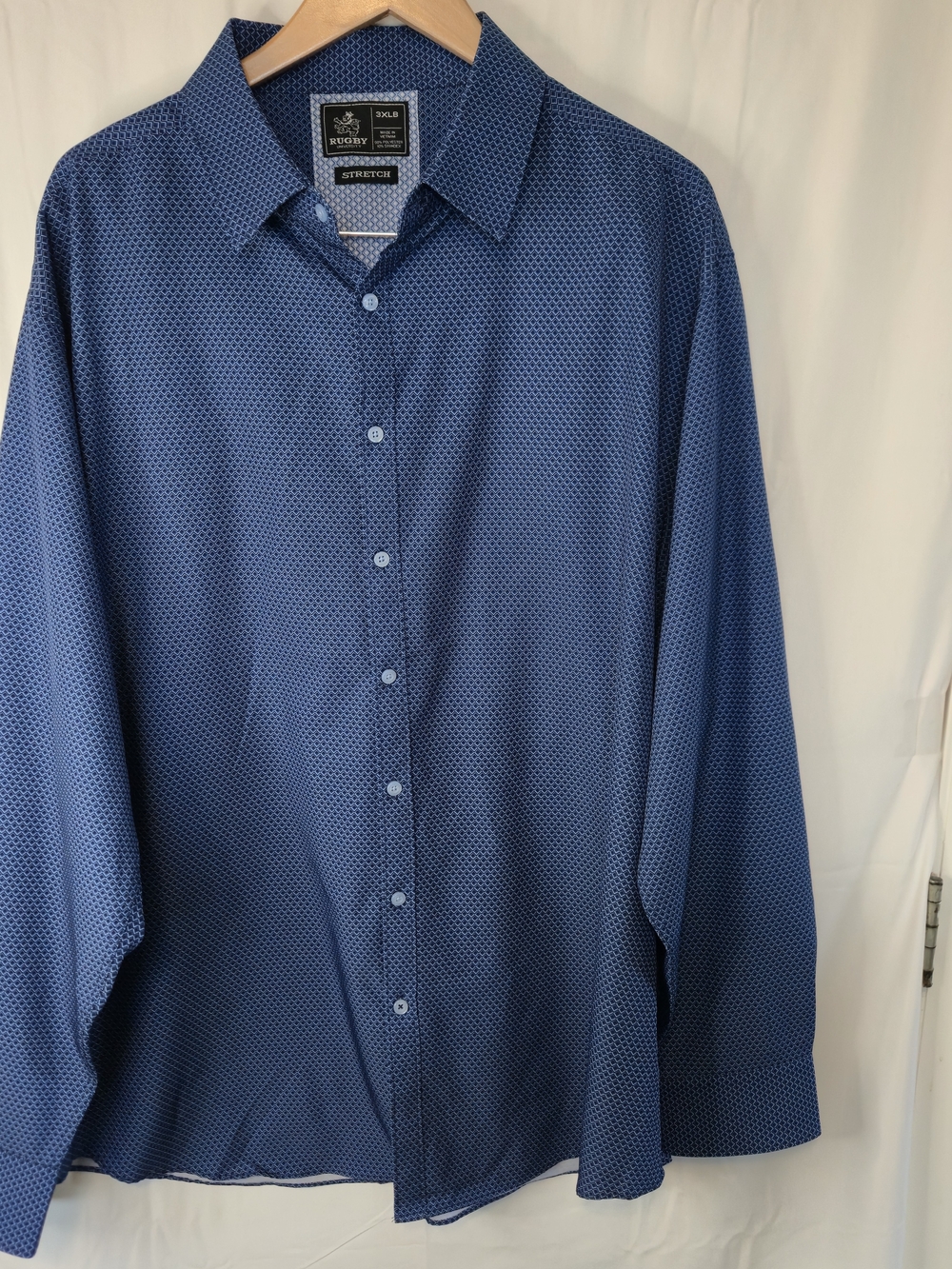 Rugby Ralph Lauren Blue Micro-Pattern Stretch Men's Dress Shirt 3XLB 0897